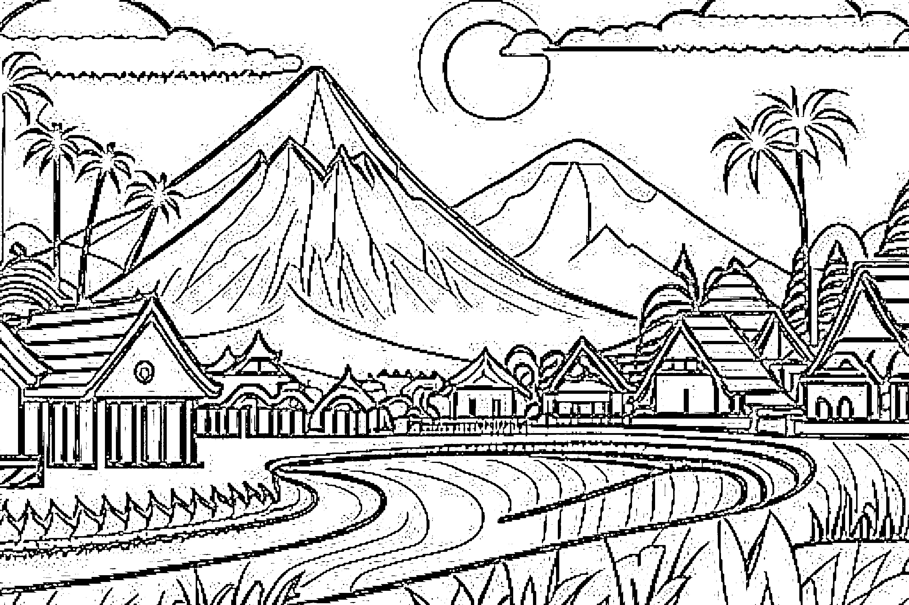 gambar pemandangan alam dan masjid